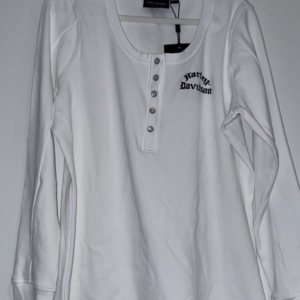 Harley-Davidson Women’s White Henley Knit Top 2XL NWT